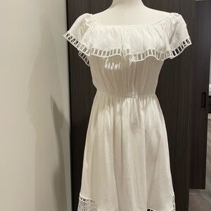 Express White Ruffle Mini Dress